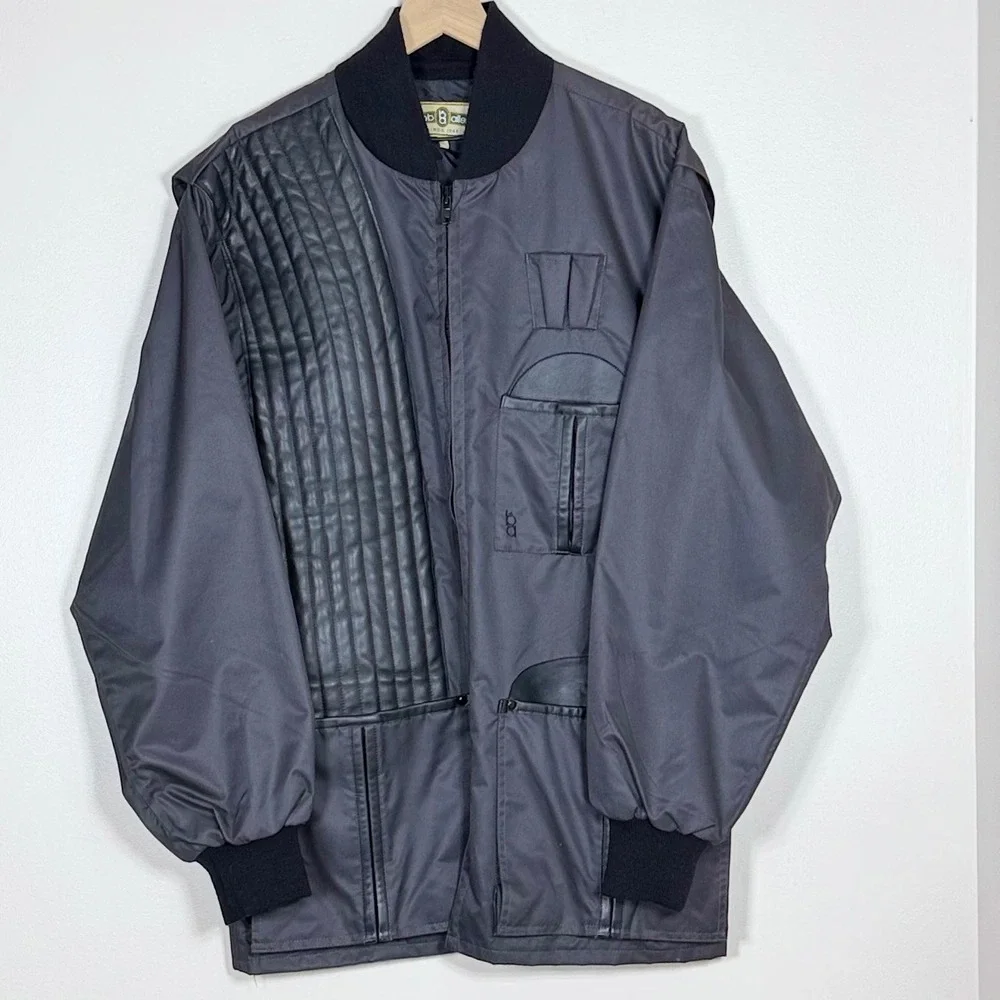 Bob Allen Mens Shooting Jacket Large Gray Quilted Recoil Pad Trap Skeet Hunting
